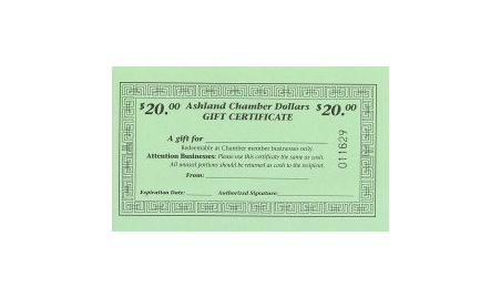 $20.00 Chamber Dollars